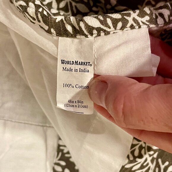 World Market Leaf Print Tab Top Curtain Panel 48x84 Window Drapery 3 Panels - Picture 7 of 8